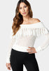 Off Shoulder Fringe Detail Sweater_107491_White Alyssum_1