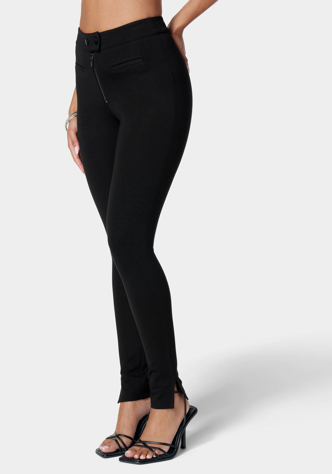 Zip Front Knit Legging_107492_Black_2