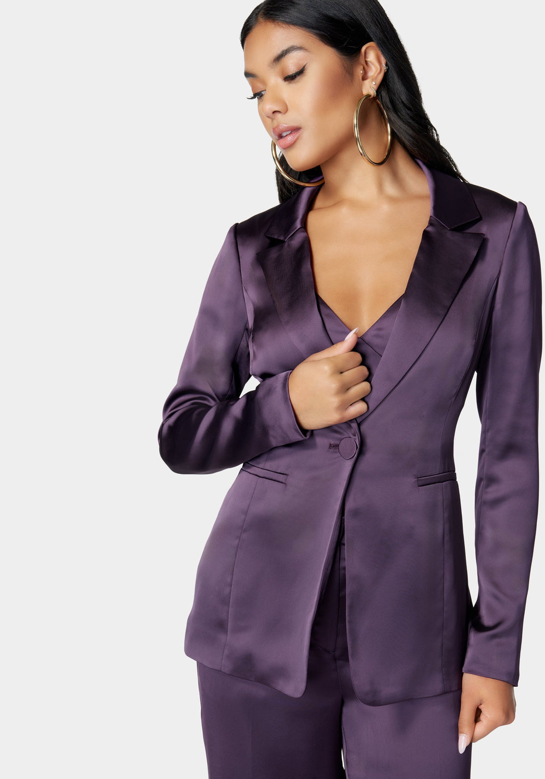 Satin One Button Tailored Jacket_107494_Midnight Mauve_1