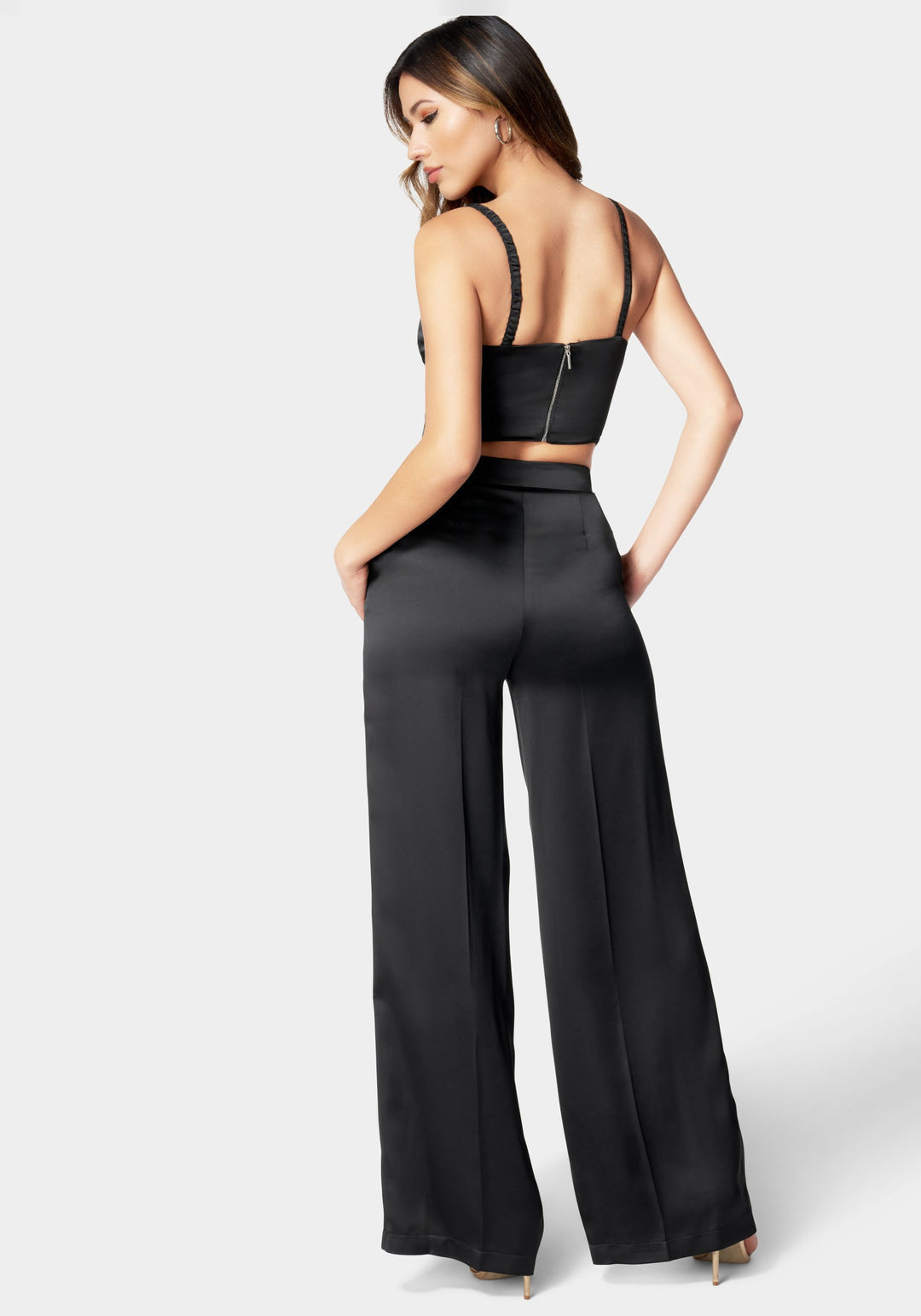 High Waist Wide Leg Tailored Satin Pant_107496_Black_3