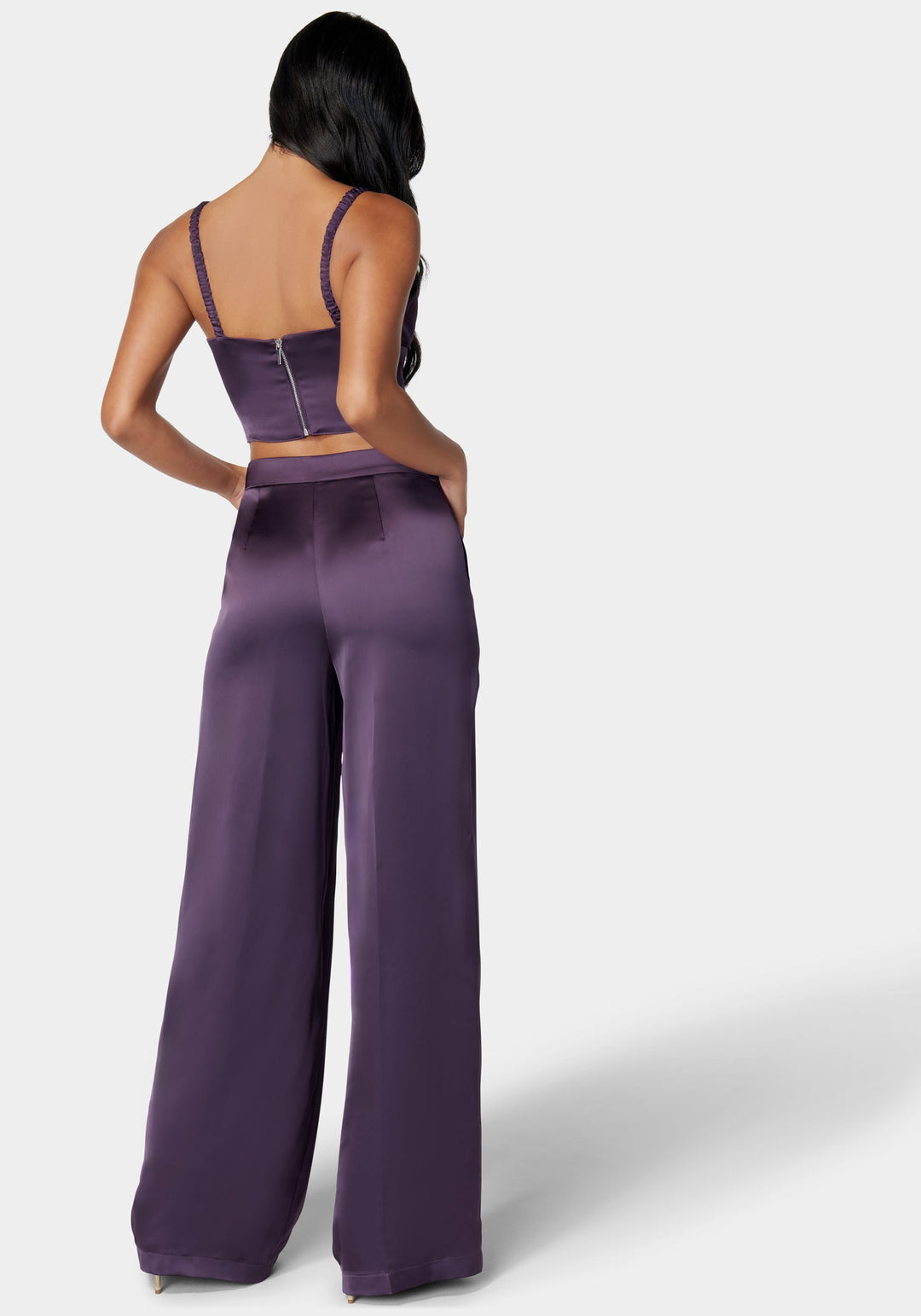 High Waist Wide Leg Tailored Satin Pant_107496_Midnight Mauve_3