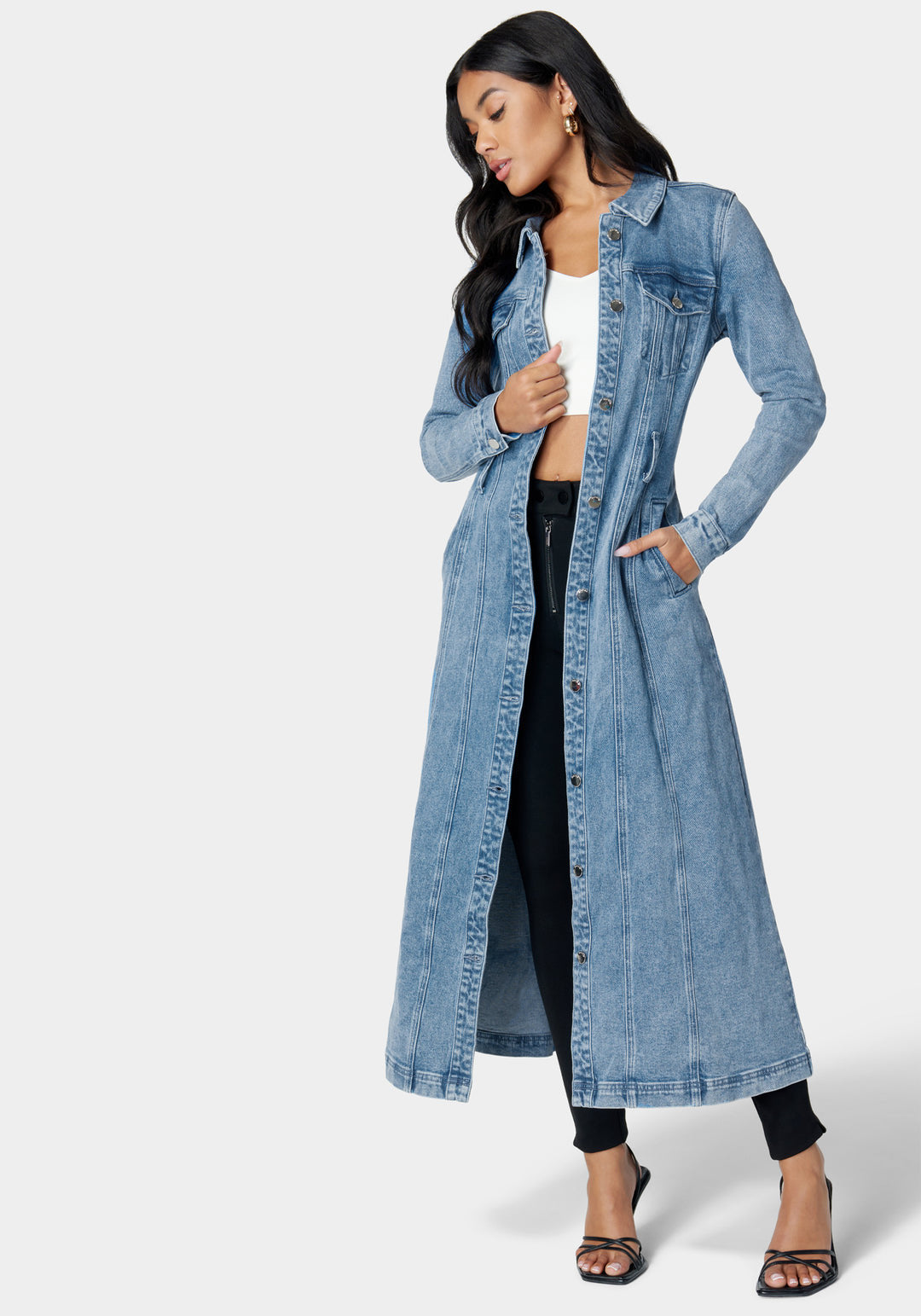 Button Down Long Denim Dress_107515_Medium Blue Wash_5