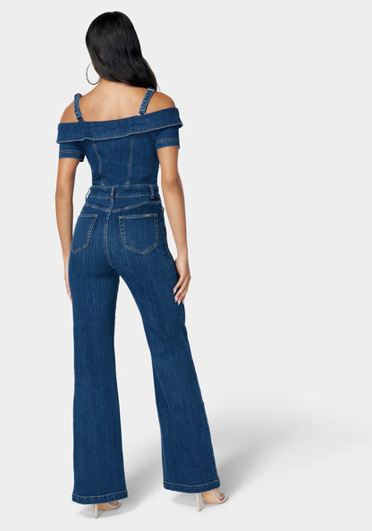 Off Shoulder Zip Front Wide Leg Denim Jumpsuit_107518_True Blue Wash_3