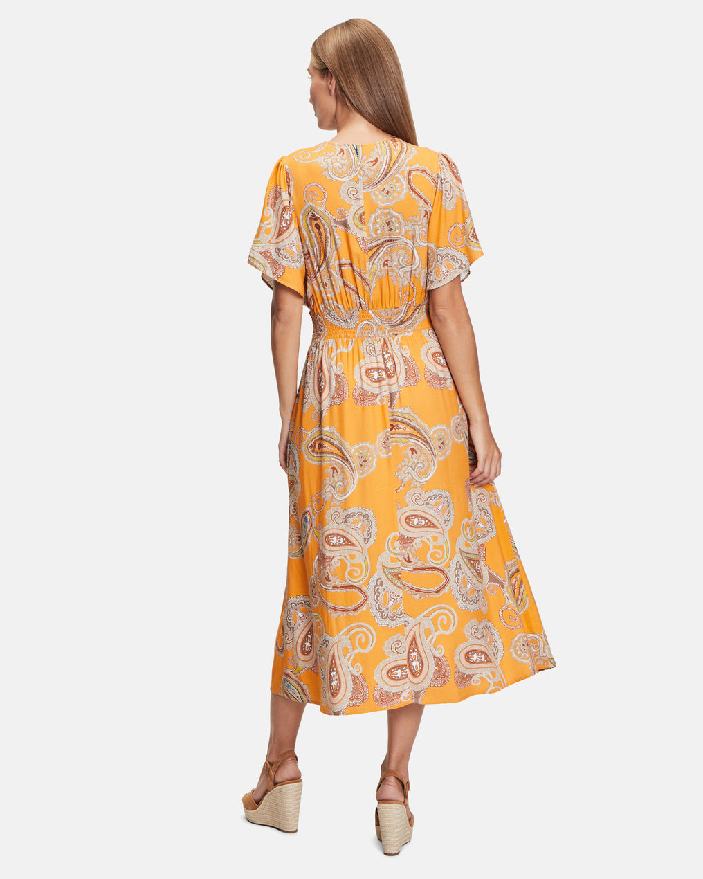 Orange Dress Long 1/2 Sleeve