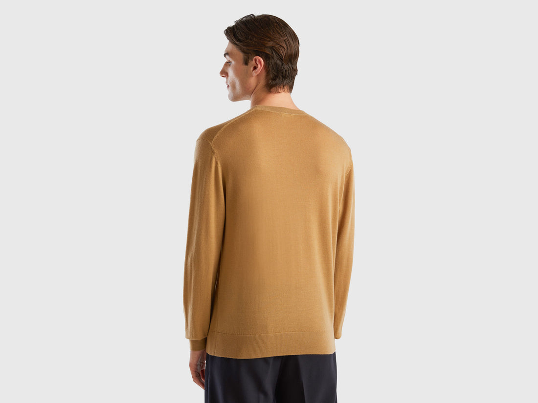 Beige Sweater In Pure Merino Wool_11AHU1056_94A_02