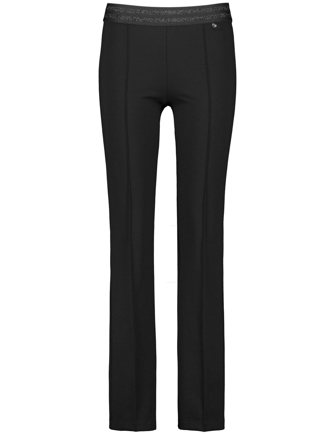 Flared Stretch Trousers In A Slim Fit With An Elasticated Waistband And Added Lurex_122100-67802_11000_02