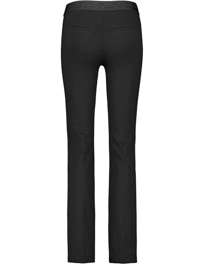 Flared Stretch Trousers In A Slim Fit With An Elasticated Waistband And Added Lurex_122100-67802_11000_03