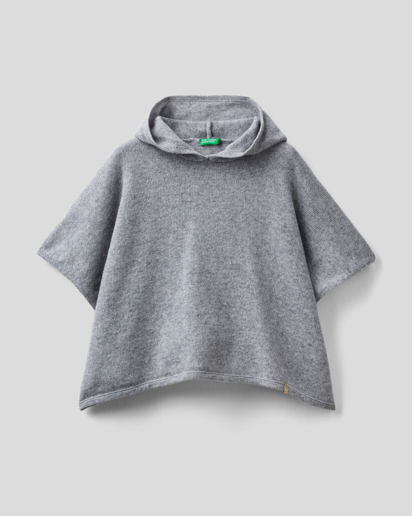 Light Grey Cape With Hood Benetton