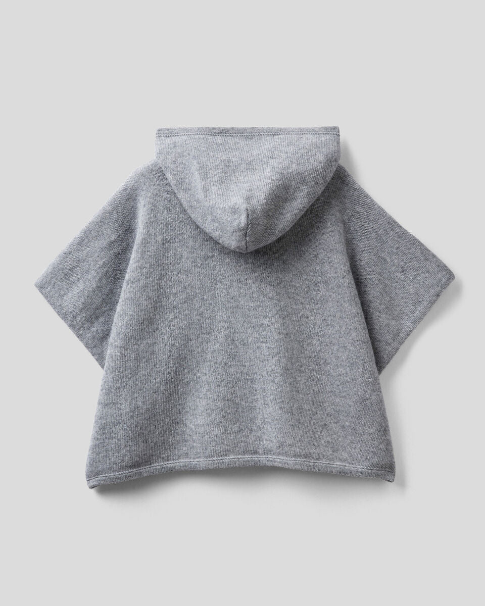 Light Grey Cape With Hood Benetton