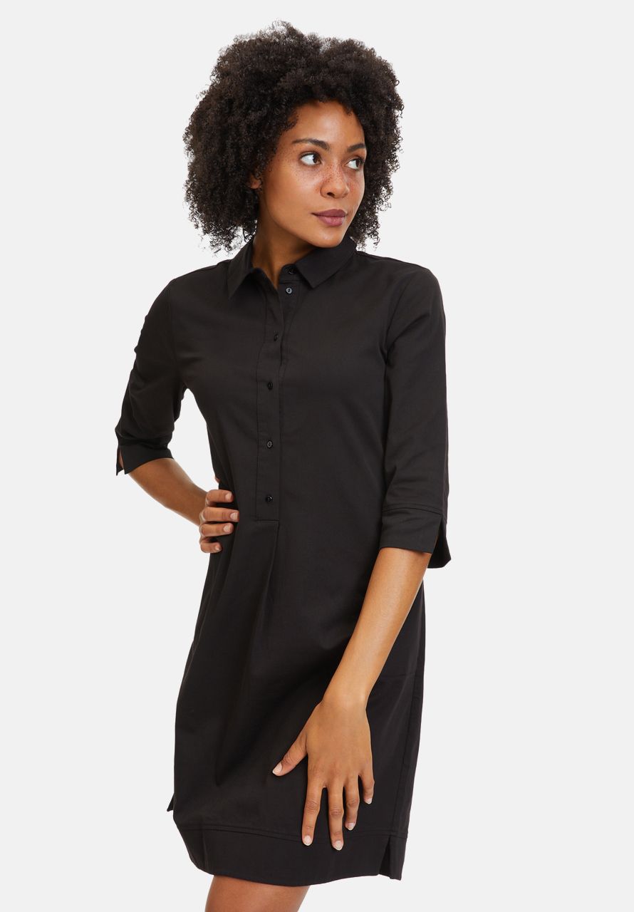 Black Short Sleeve Button-Down Shirt Dress_1452-3112_9045_01