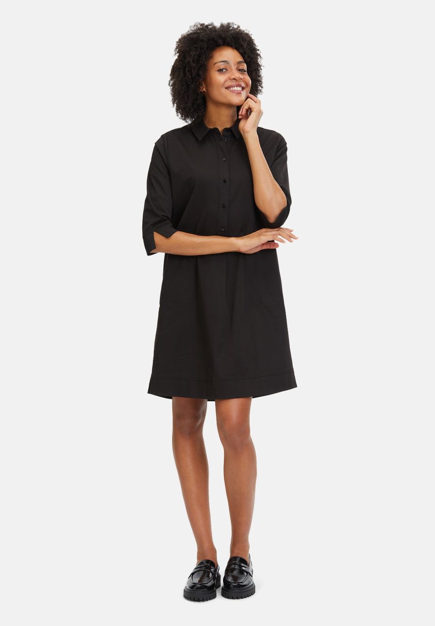 Black Short Sleeve Button-Down Shirt Dress_1452-3112_9045_02