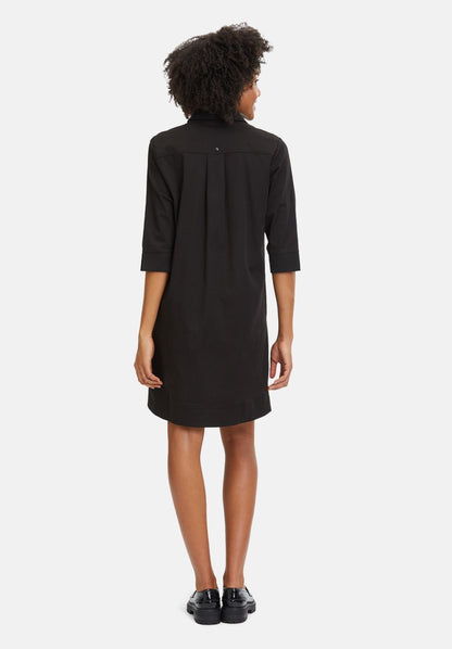 Black Short Sleeve Button-Down Shirt Dress_1452-3112_9045_03