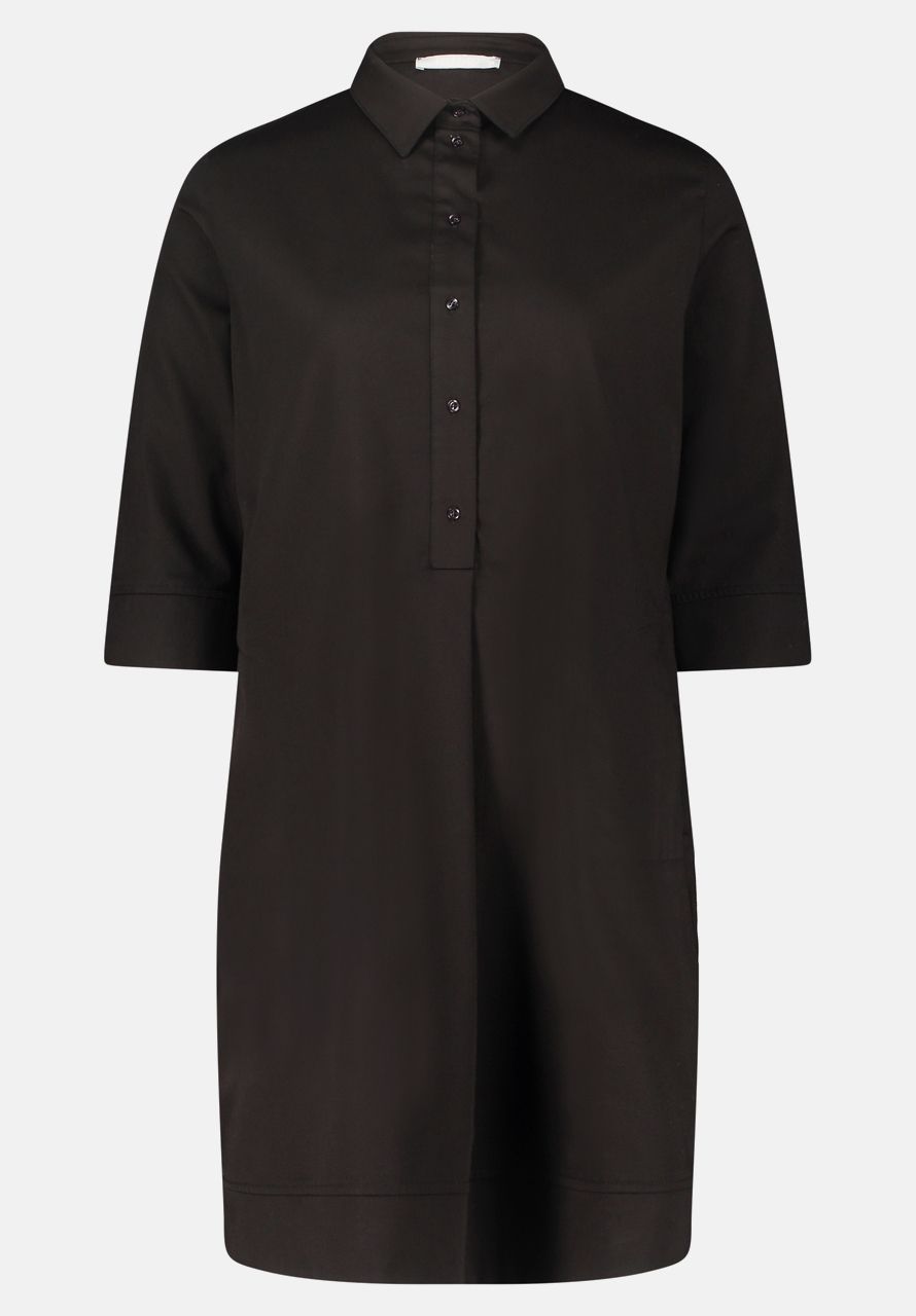 Black Short Sleeve Button-Down Shirt Dress_1452-3112_9045_04