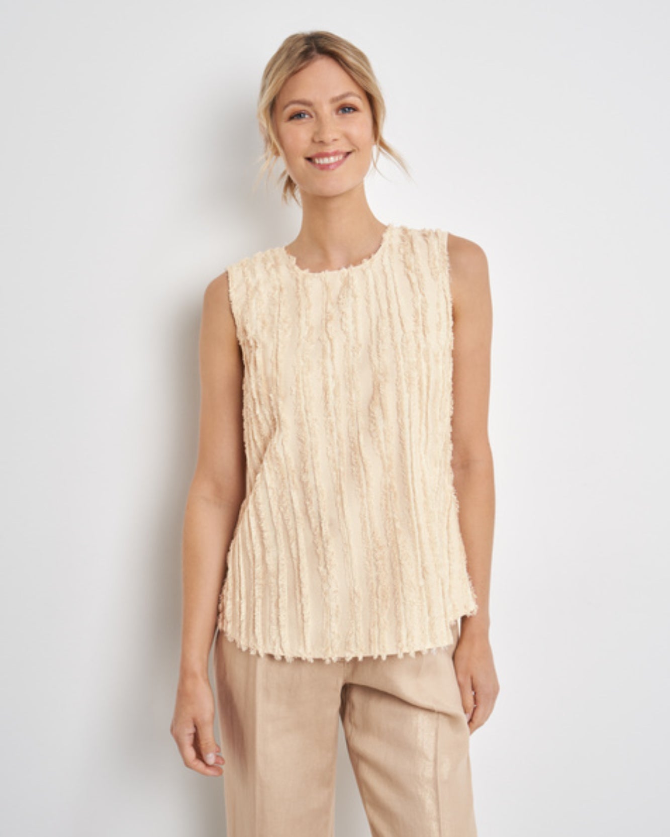Beige Blouse Without Sleeve
