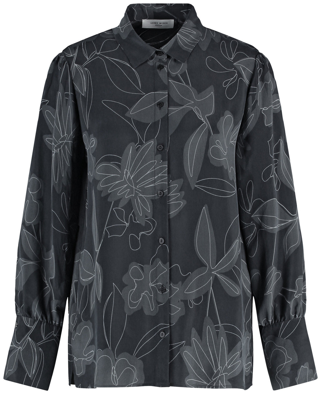 Long Sleeve Blouse With A Floral Pattern And Hem Slits_160062-66452_1039_01