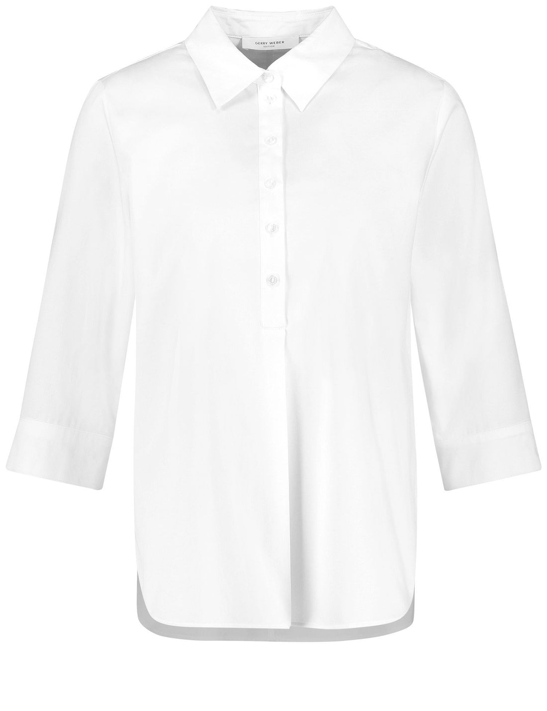 White 3-4 Sleeve Button Down Shirt _160065-66401_99600_01