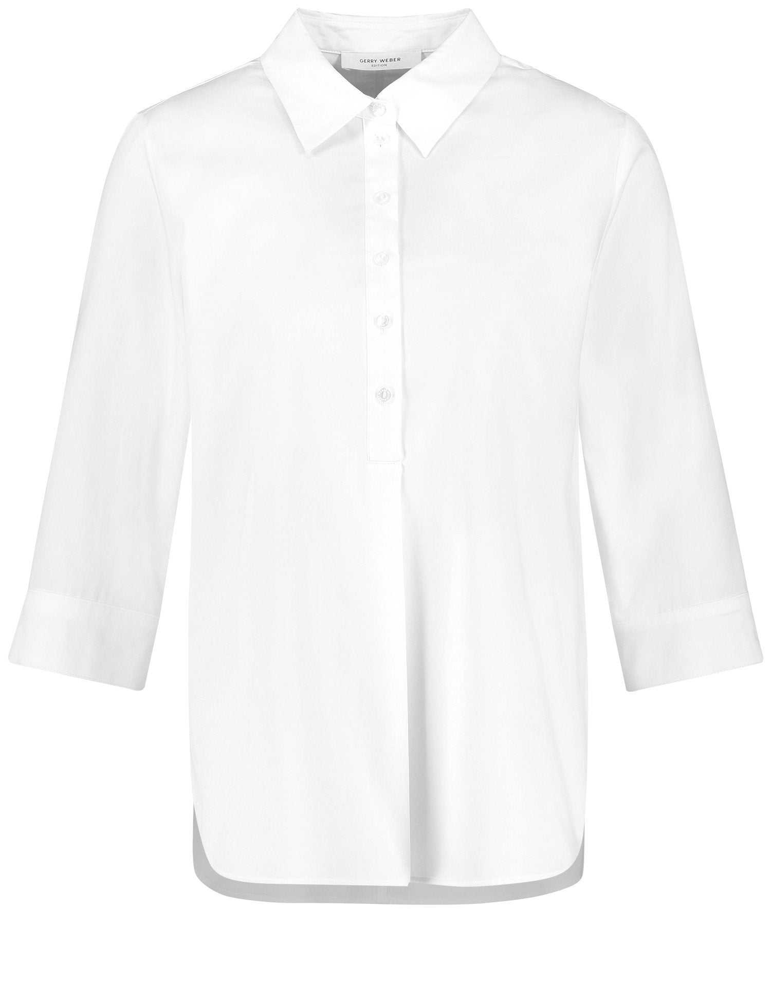 White 3-4 Sleeve Button Down Shirt _160065-66401_99600_01