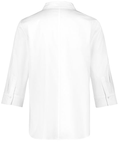 White 3-4 Sleeve Button Down Shirt _160065-66401_99600_02
