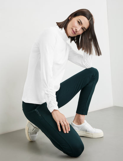 Long Sleeve Top With A Polo Collar And Gathers On The Sleeves_170144-44009_99700_05