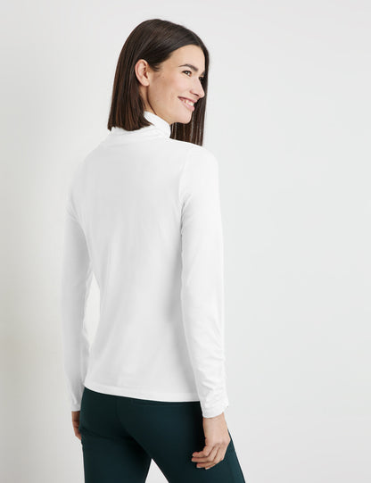 Long Sleeve Top With A Polo Collar And Gathers On The Sleeves_170144-44009_99700_06