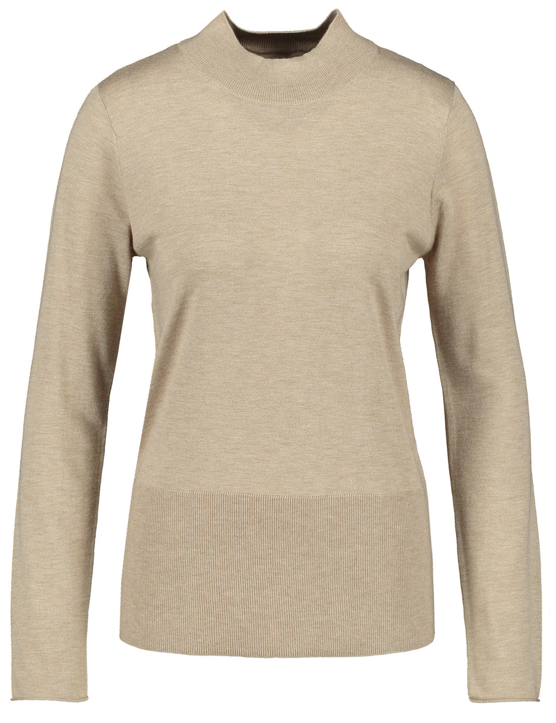 Beige Knitted Pullover With Mock Neck_170530-44705_904980_01