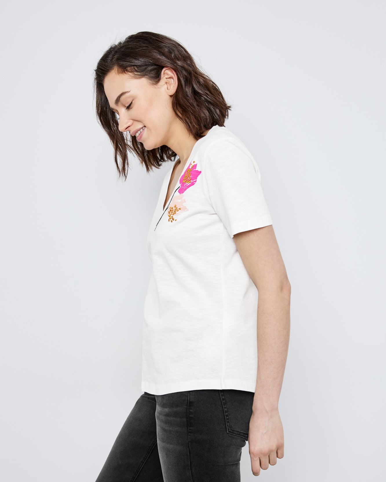 White T-Shirt 1/2 Sleeve Taifun