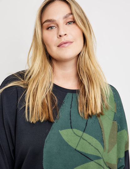 Dark Blue 3/4 Sleeve Oversized Shirt Samoon