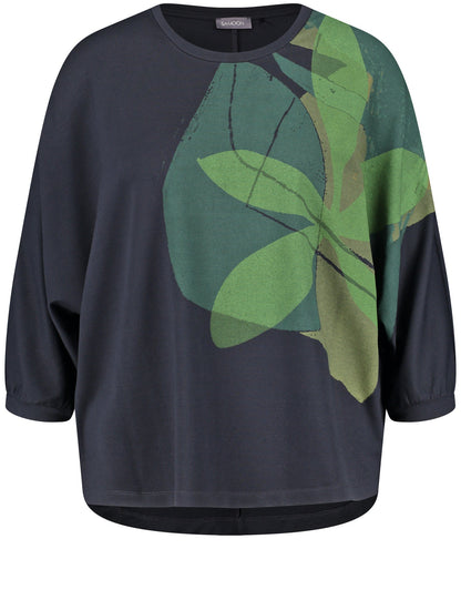 Dark Blue 3/4 Sleeve Oversized Shirt Samoon