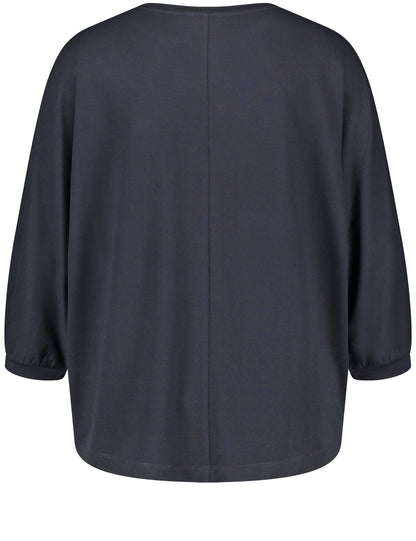 Dark Blue 3/4 Sleeve Oversized Shirt Samoon