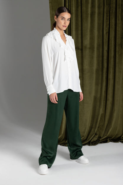 Frosted Green Wide Satin Trousers