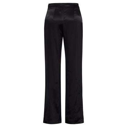 Black Wide Satin Trousers