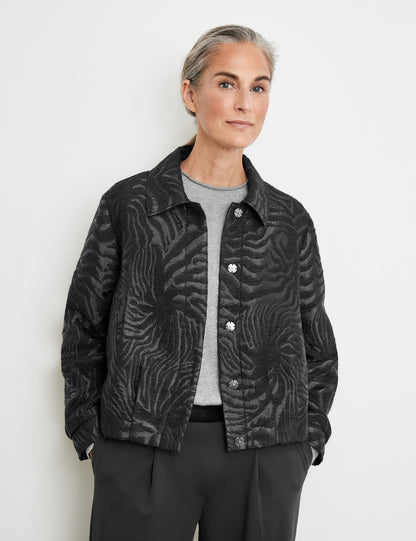 Blazer Jacket With A Jacquard Pattern And Collar_230060-31228_11000_01