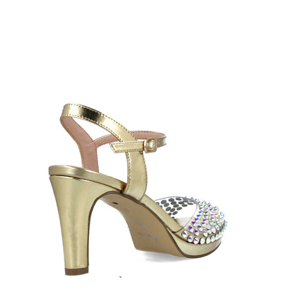 Gold Embellished High-Heel Sandals
