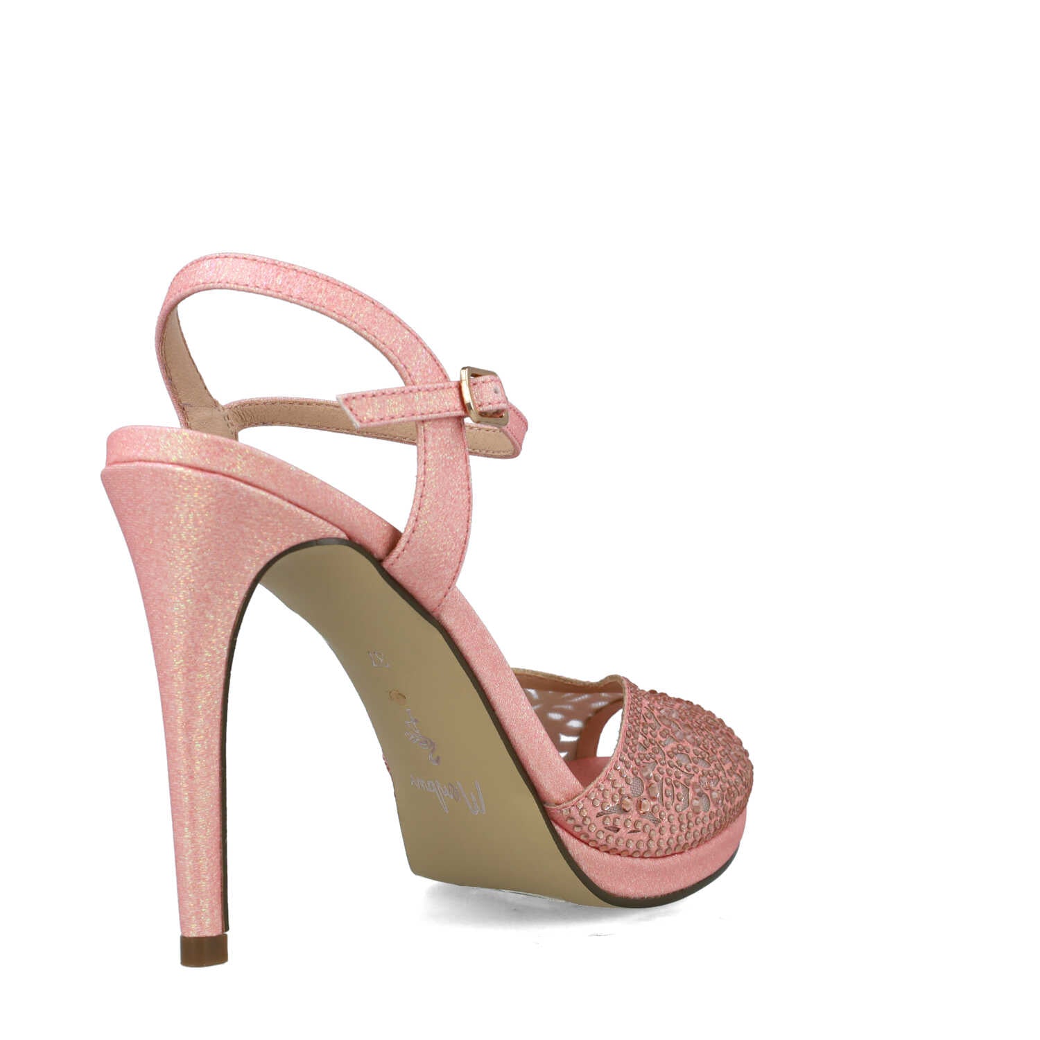 Blush Pink Embellished Peep Toe High Heel Sandals