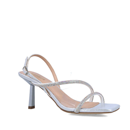 Silver Slingback High-Heel Sandals