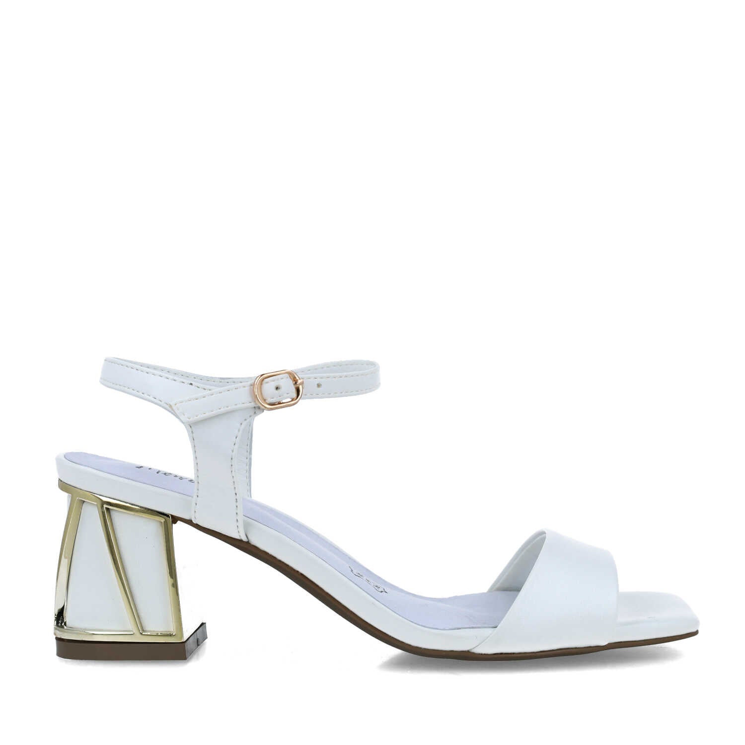 White Ankle-Strap Kitten-Heel Sandals