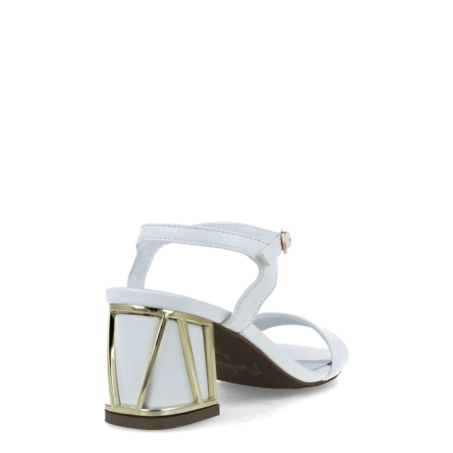 White Ankle-Strap Kitten-Heel Sandals