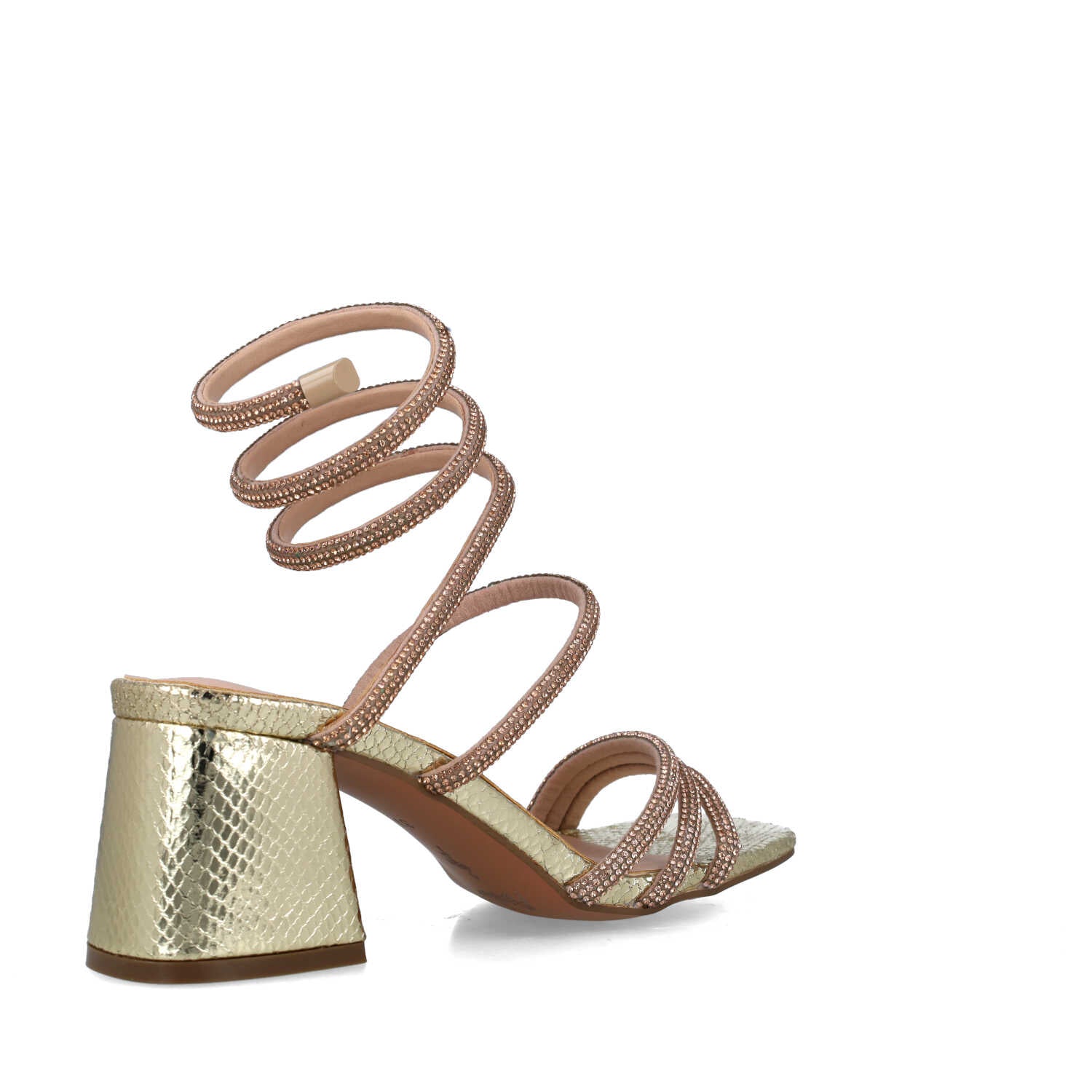 Gold Embellished Wrap-Around High-Heel Sandals