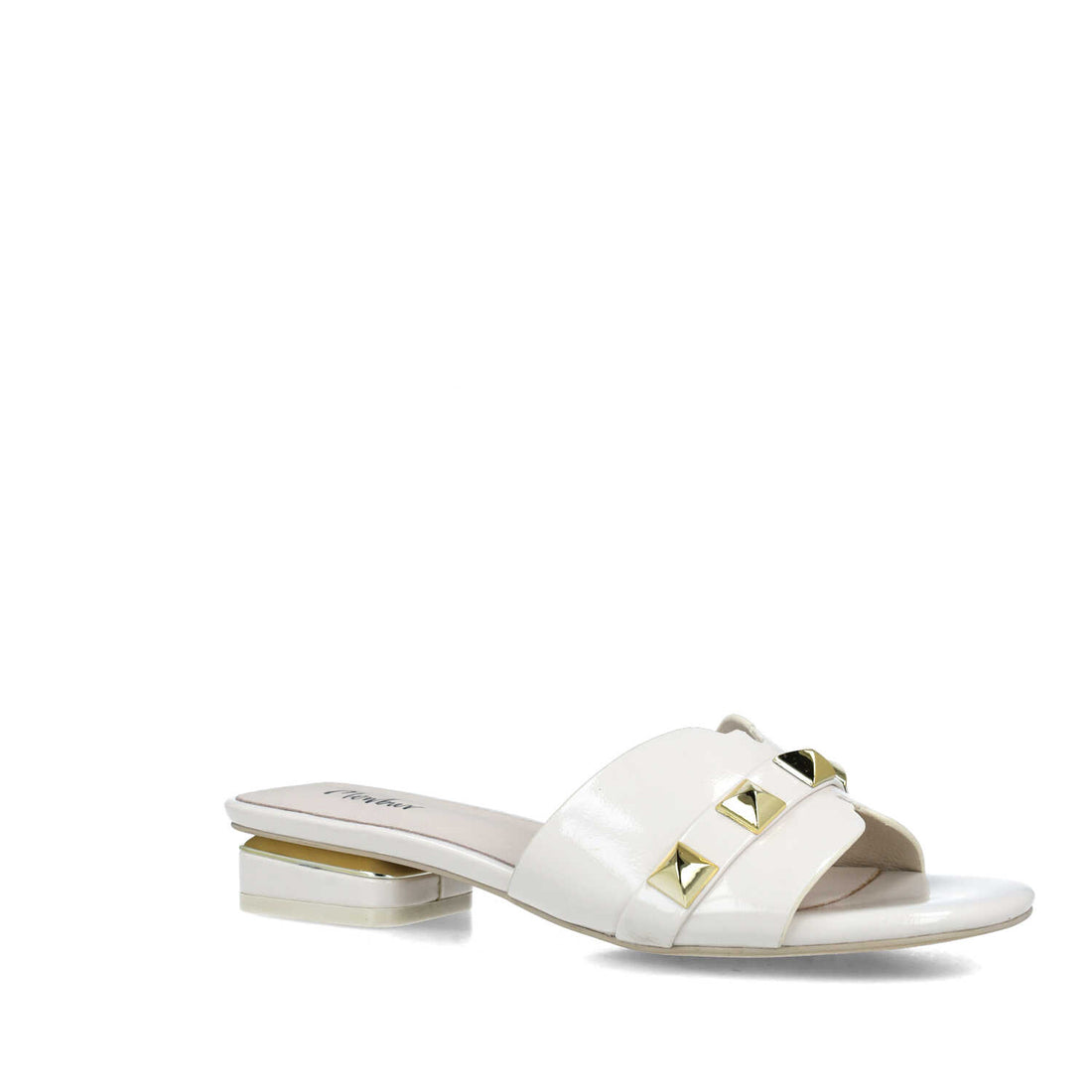 White Studded Mule Slippers
