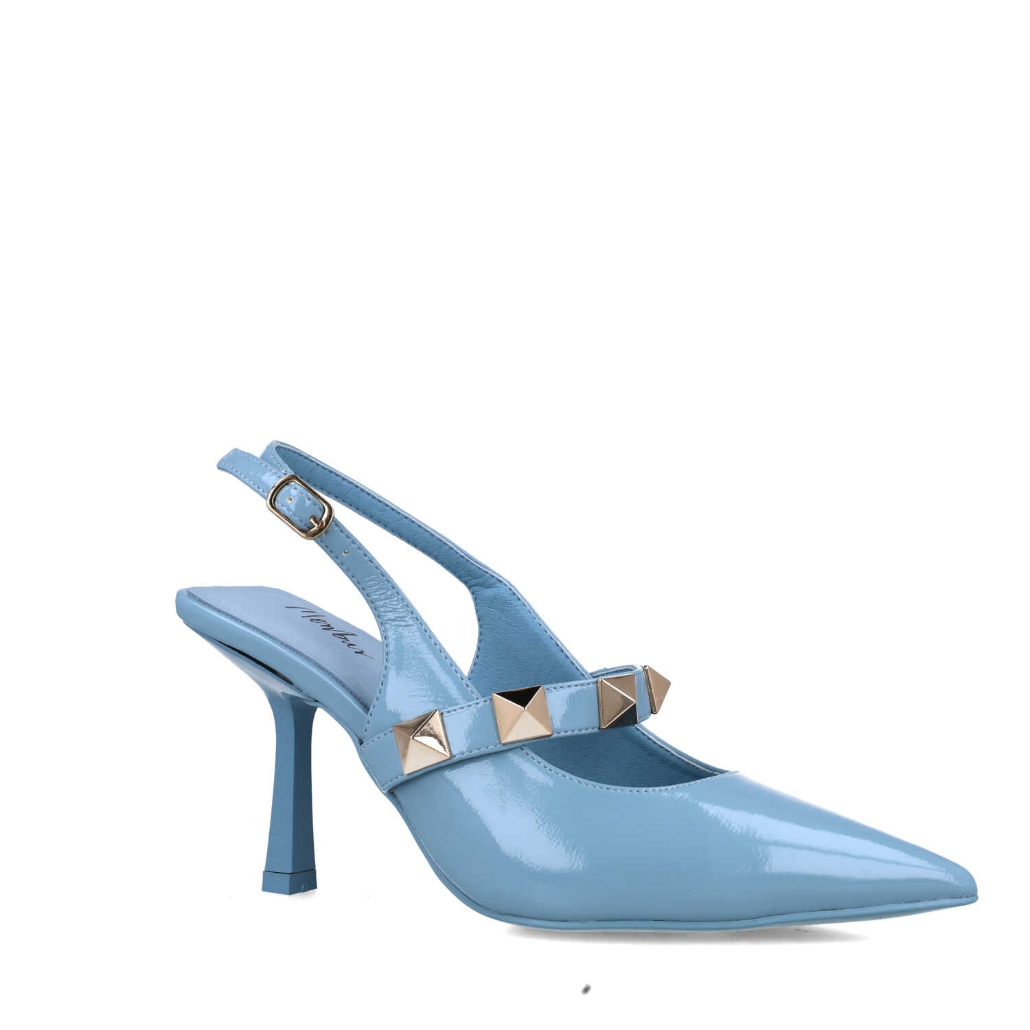 Blue Studded Slingback Pumps