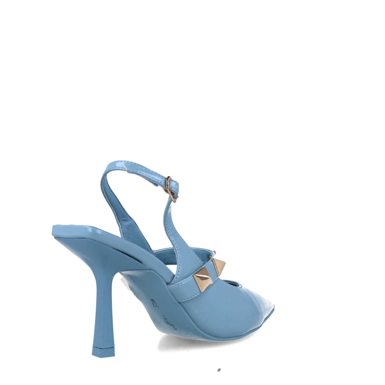 Blue Studded Slingback Pumps