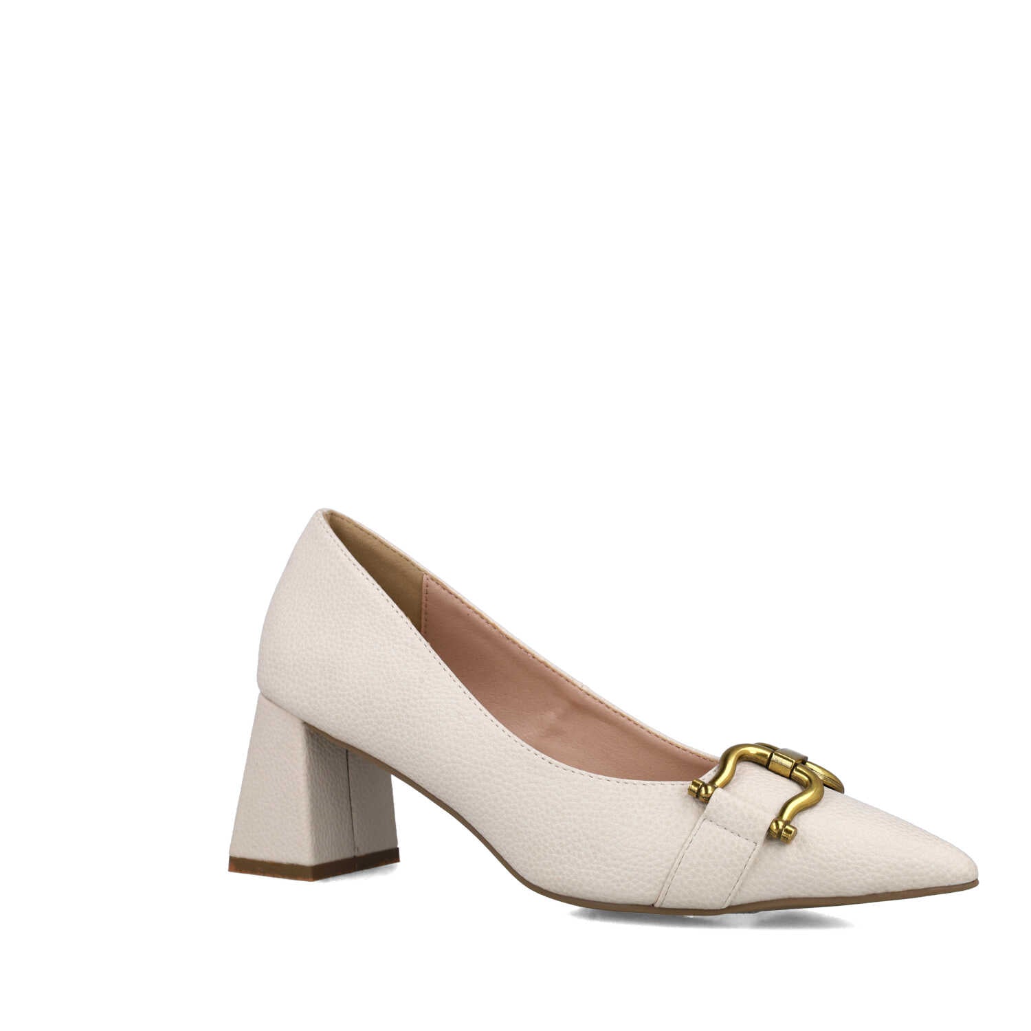 White Kitten-Heel Pumps