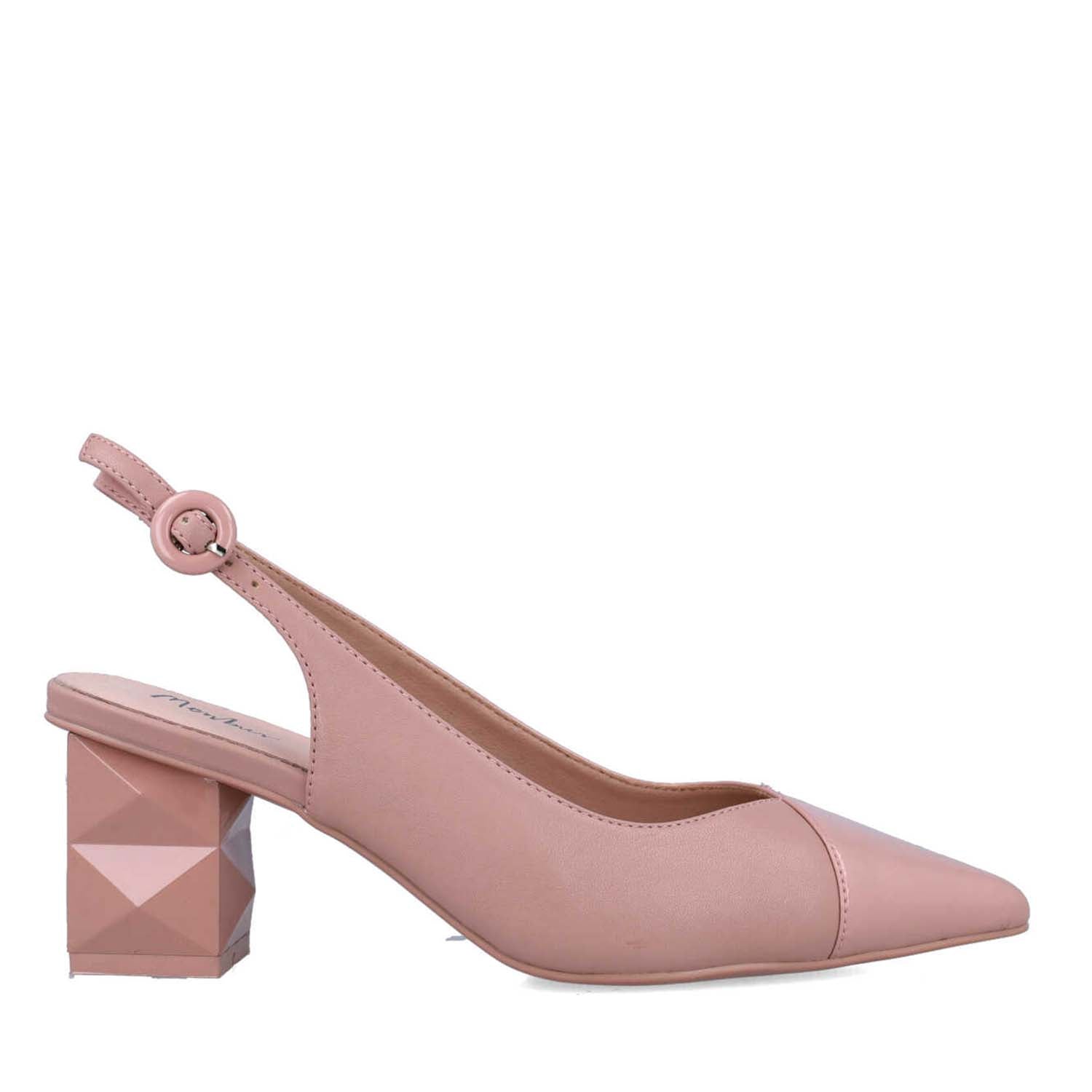 Pink Slingback Pumps With Geometric Heel