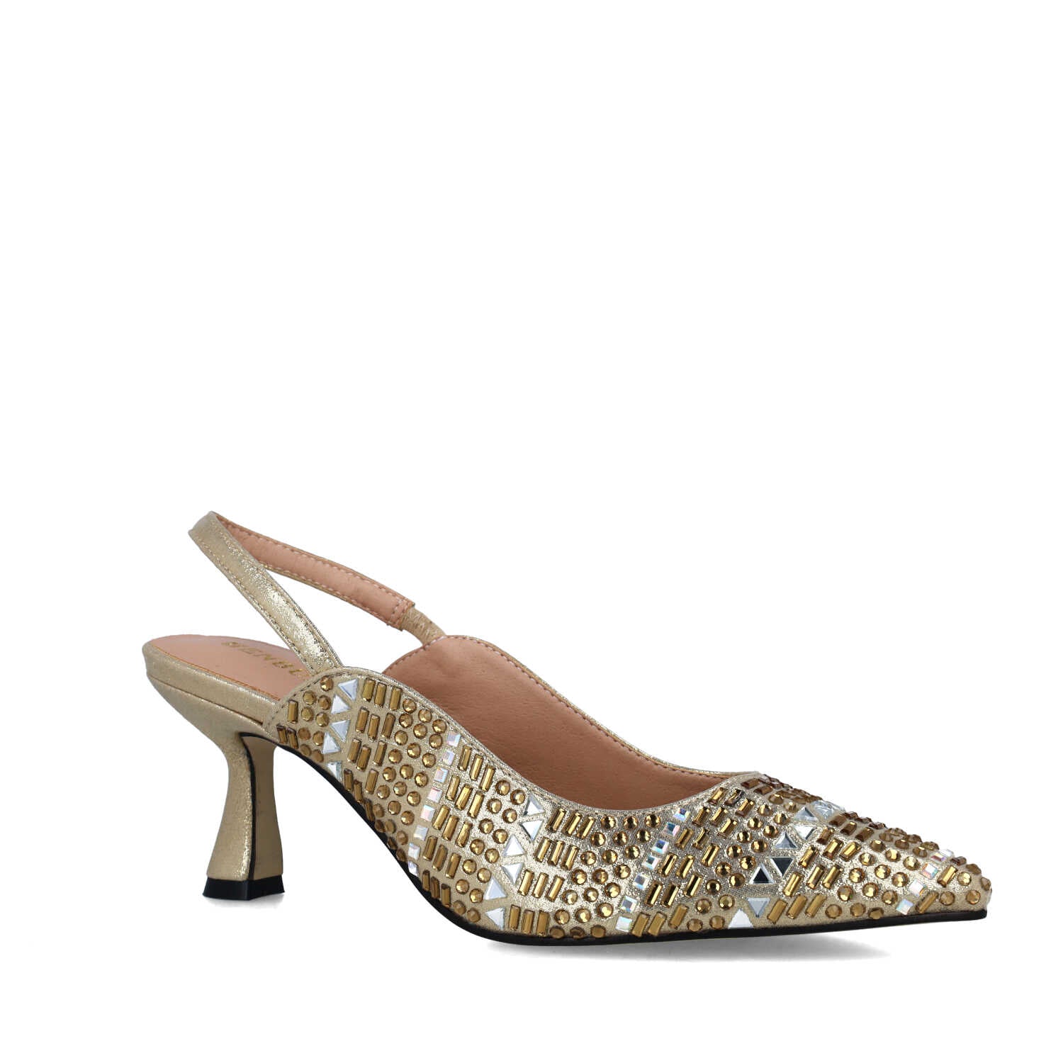 Gold Studded Slingback Pumps