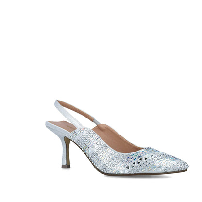 Silver Studded Slingback Pumps