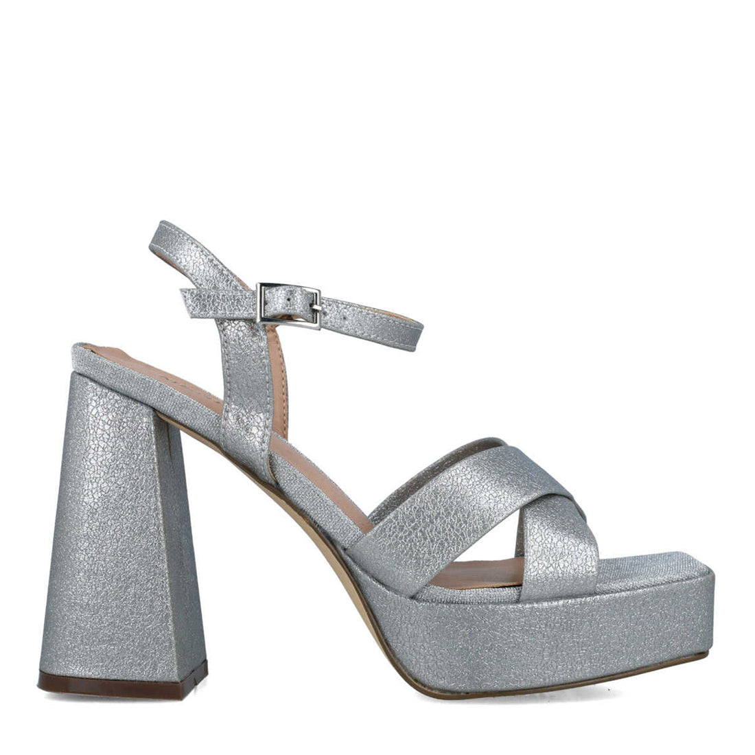 Silver Platform High-Heel Sandals