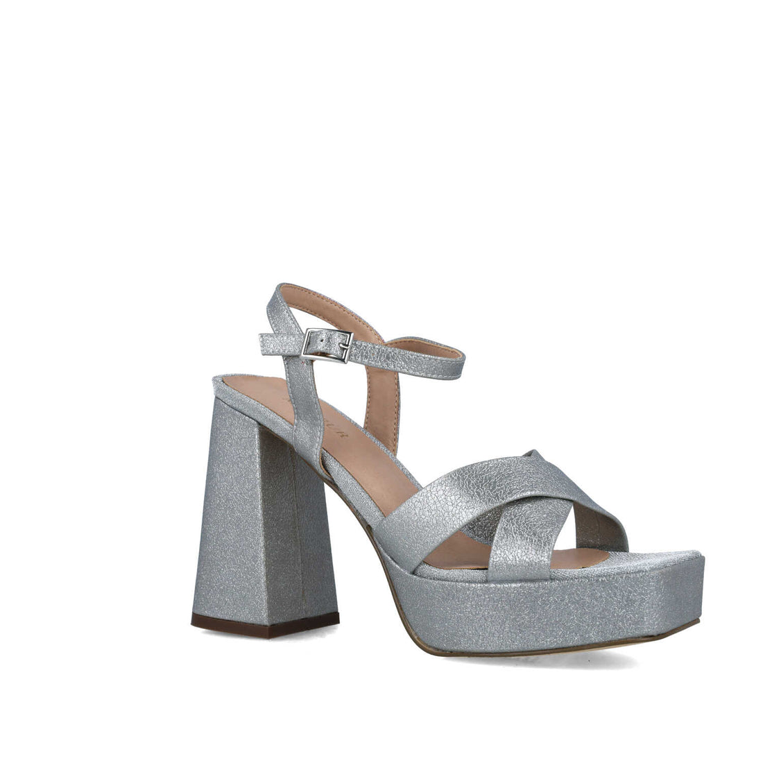 Silver Platform High-Heel Sandals