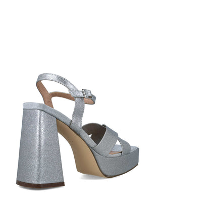 Silver Platform High-Heel Sandals