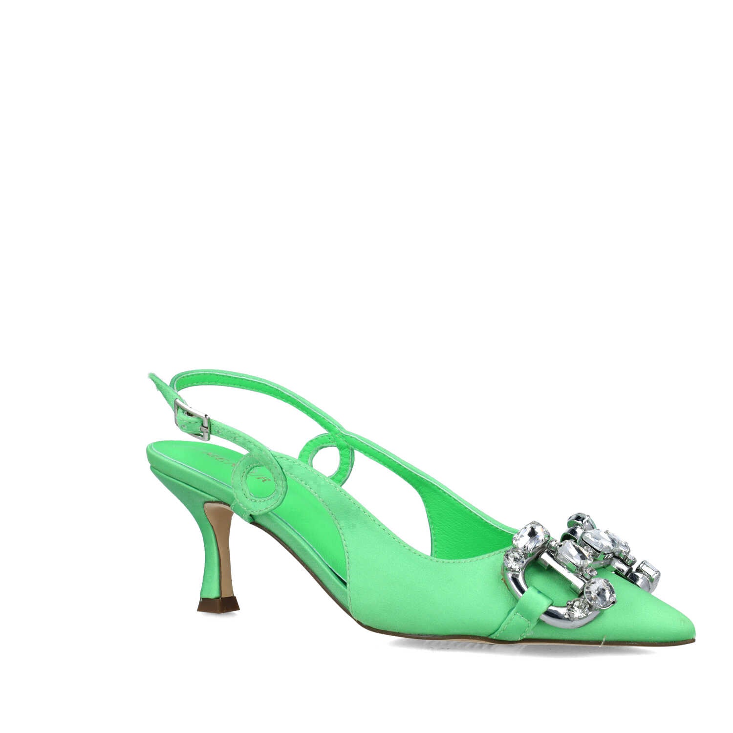 Lime Green Slingback Kitten-Heel Pumps