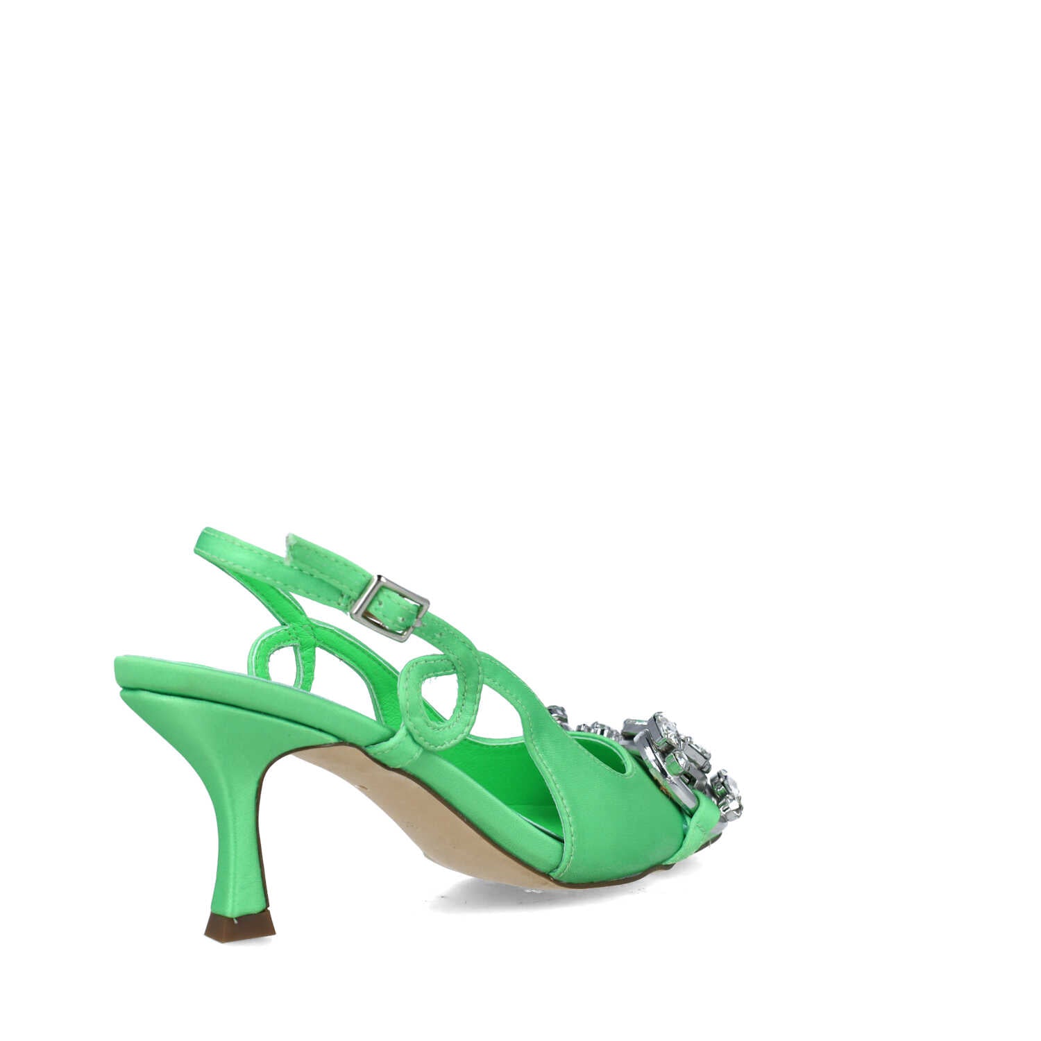 Lime Green Slingback Kitten-Heel Pumps